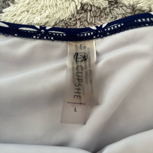 Cupshe Navy and White Floral High-Waisted Bikini Bottom - Picture 2 of 2